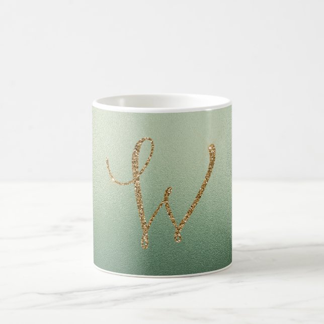 Mug LETTRE Olive Green Gold Parties scintillant W (Centre)