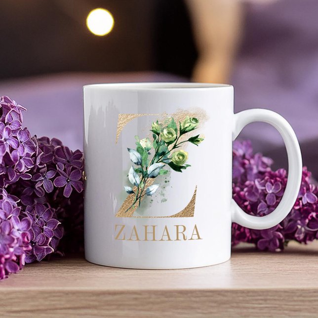 Mug Lettre or Monogramme floral Z (Créateur téléchargé)
