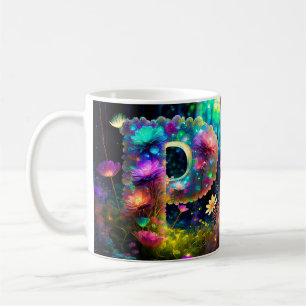 Mug Lettre P florale brillante