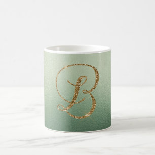 Mug Lettre Parties scintillant or vert olive B