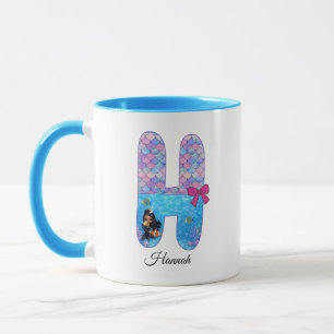 Mug Lettre personnalisée de l'alphabet de sirène H