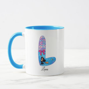 Mug Lettre personnalisée de l'alphabet de sirène L