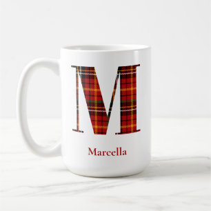 Mug Lettre Plaid tendance M Monogramme Nom Noël