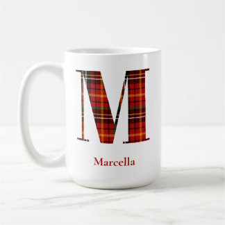 Mug Lettre Plaid tendance M Monogramme Nom Noël