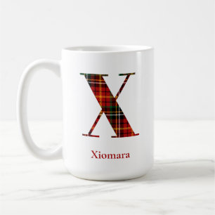 Mug Lettre plaid tendance X Monogramme Nom Noël