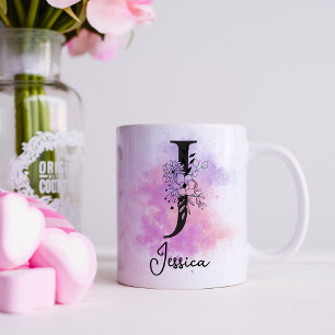 Mug LETTRE PLEINE POROUGE FLEUVE NOIR MONogramme J