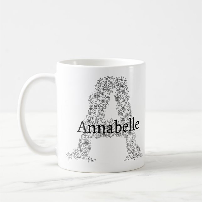 MUG LETTRE POPULAIRE BLANC NOIR A (Gauche)