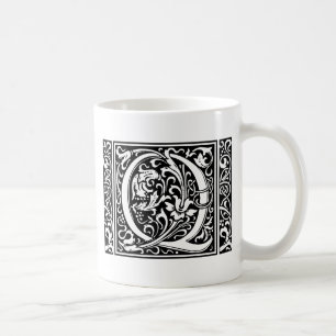 Mug Lettre Q Monogramme médiéval Art Nouveau