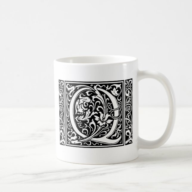 Mug Lettre Q Monogramme médiéval Art Nouveau (Droite)