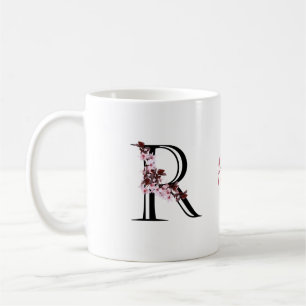 Mug Lettre R, Fleur de cerisier Monogramme Nom du sc