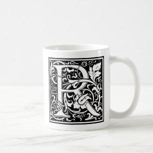 Mug Lettre R Monogramme médiéval Art Nouveau
