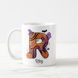Mug Lettre R personnalisée pour Halloween Cadeau pour