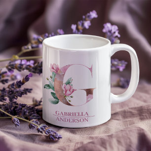 Mug LETTRE Rose D'Aquarelle D'OR G