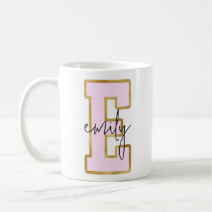 Mug Lettre rose Gold College Varsity Monogramme E