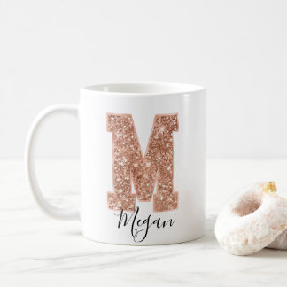 Mug LETTRE rose Parties scintillant or Varsity Monogra