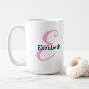 Mug Lettre rose personnalisée E Nom personnalisé