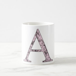 Mug Lettre rose Un monogramme initial Marble Alpha sym
