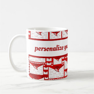 Mug lettre, rouge, blanc, coeur, cadeau, amour, i + am