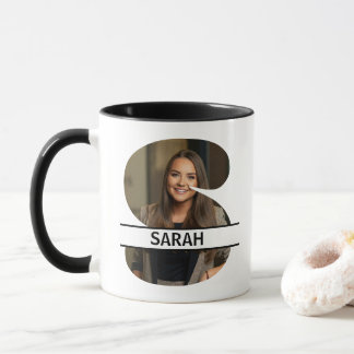 Mug Lettre 'S' avec photo et nom personnalisés