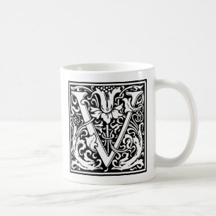 Mug Lettre V Monogramme médiéval Art Nouveau