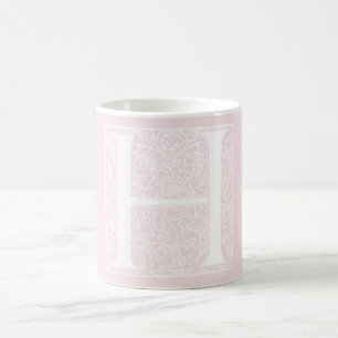 Mug Lettre Vintage N Monogramme Rose Pink "H" Initiale