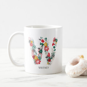 Mug Lettre W   LETTRE FLEURIE Whimsical Monogramme I M