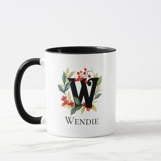 Mug Lettre W Monogramme initiale Berry Fer (Gauche)
