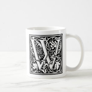 Mug Lettre W Monogramme médiéval Art Nouveau