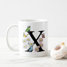 Lettre X Monogramme Papillon Floral Initial   