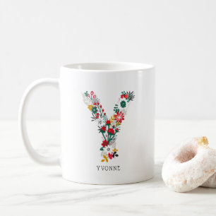Mug Lettre Y   LETTRE FLEURIE Whimsical Monogramme I M