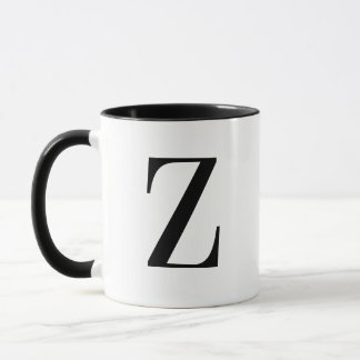 Mug Lettre Z personnalisée monogramme noir moderne per