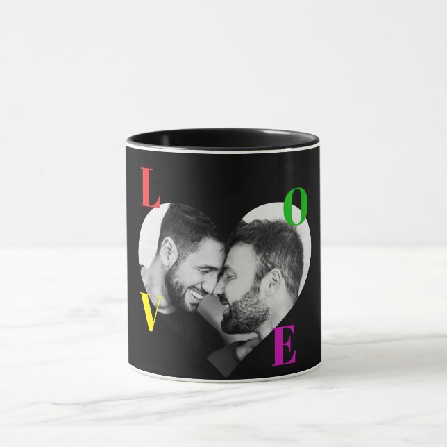 Mug Lettres d'amour LGBT Pride Black & White Photo per (Centre)