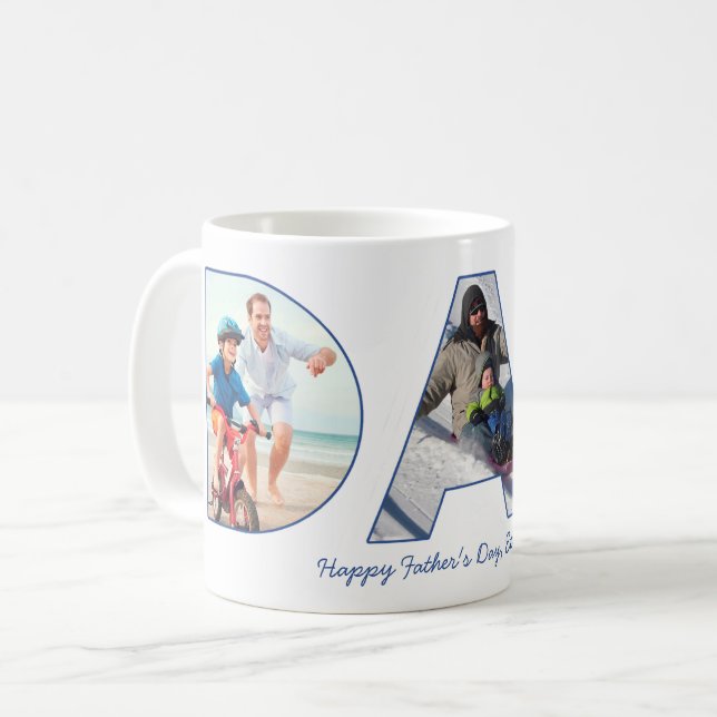 Mug Lettres de coupure de photo de première Fête des p (Devant gauche)