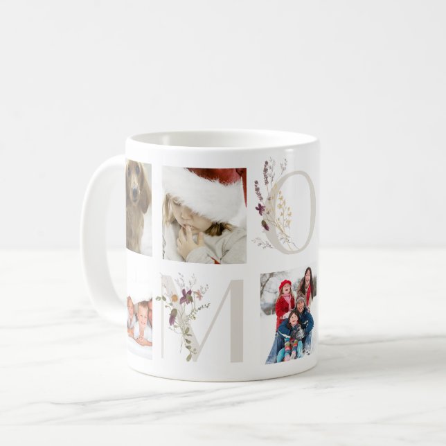 Mug Lettres fleurs sauvages MOM | Fête des mères (Devant gauche)