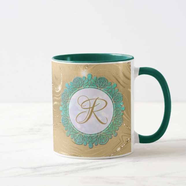 Mug Lettres Initiales Monogramme Élégantes avec Mandal (Droite)