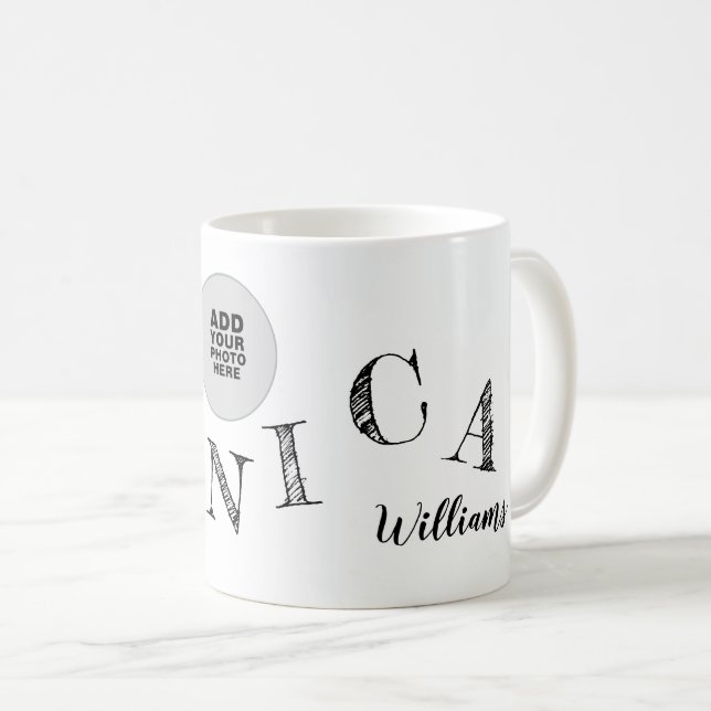 Mug lettres manuscrites de votre nom photo cool (Devant droit)