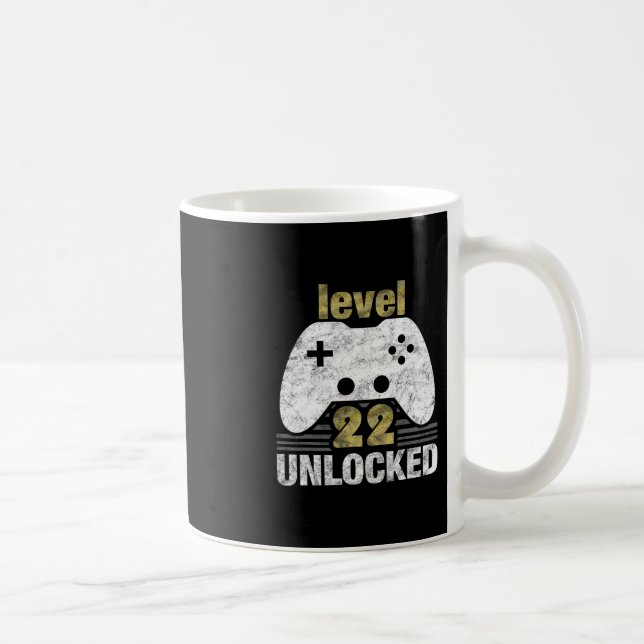 Mug Level 22 Unlocked 22nd Birthday 22 Year Old Gift F (Droite)