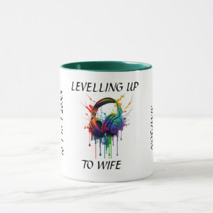Mug Leveling Up to Wife. Cadeau de mariée nouvellement