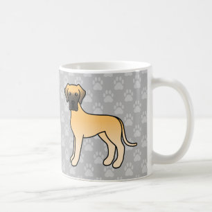 Mug Lévrier Cartoon Grand Danois sur fond gris
