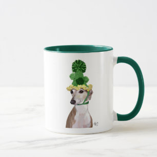 Mug Lévrier dans le casquette tricoté par vert 2