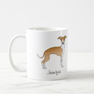 Mug Lévrier Italien Fauve Et Blanc Avec Nom Personnali