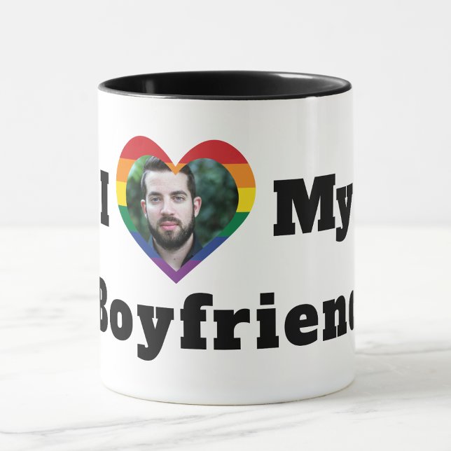 Mug LGBTQ Gay pride Photo personnalisée I Love My Boyf (Créateur téléchargé)