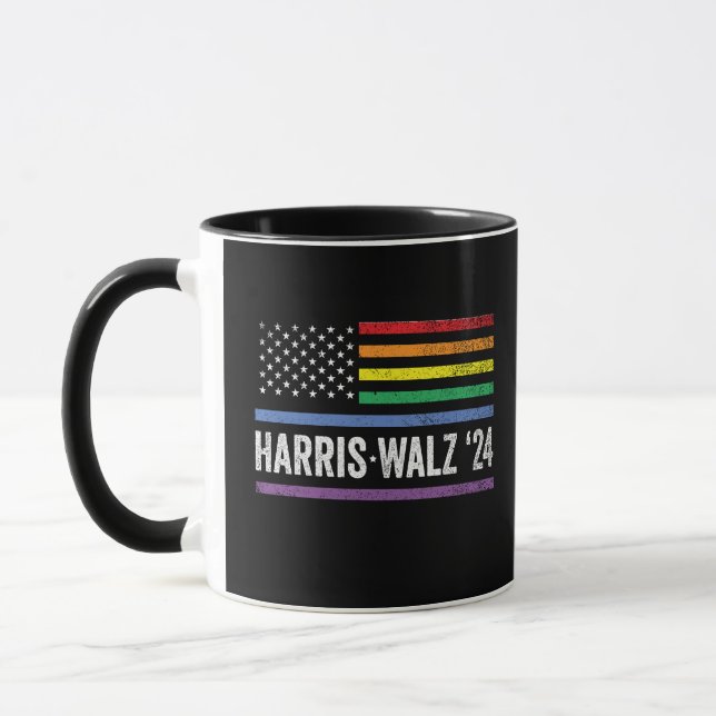 Mug LGBTQ Harris Walz Élection du drapeau américain 20 (Gauche)