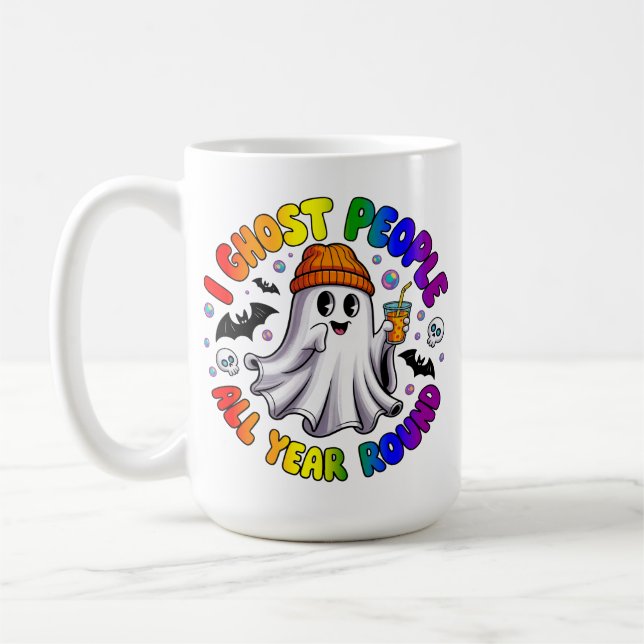 Mug LGBTQ Rainbow Funny Halloween - I Ghost People (Gauche)