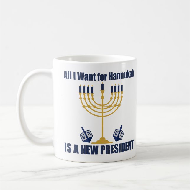 Mug L'Hanoukka politique juive anti-Trump drôle (Gauche)