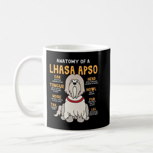 Mug Lhasa Apso Anatomie drôle Chien Maman Papa Cadeau  (Gauche)