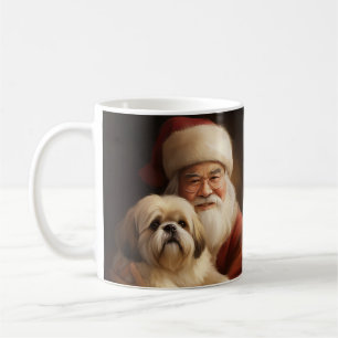 Mug Lhasa Apso avec le Père Noël Festif de Noël