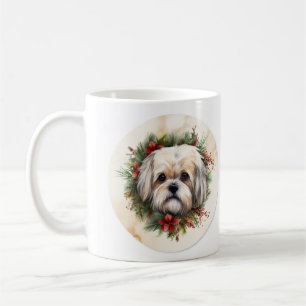 Mug Lhasa Apso Christmas Wreath Festive Pup