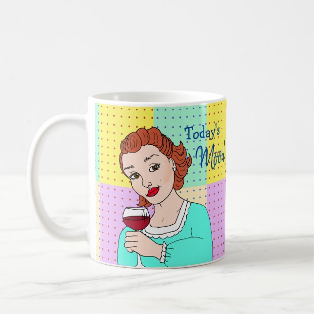 Mug L'humeur d'aujourd'hui, Lady rétro tenant du vin (Gauche)