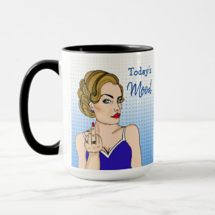 Mug L'humeur d'aujourd'hui, une dame rétro qui renvers